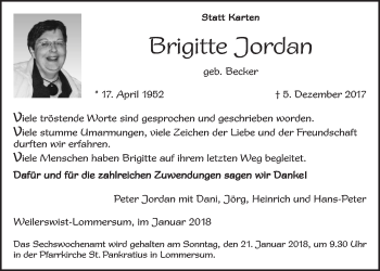 Anzeige von Brigitte Jordan von  Werbepost 