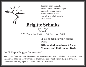 Anzeige von Brigitte Schmitz von  Werbepost 