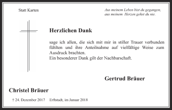 Anzeige von Christel Bräuer von  Werbepost 