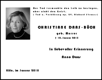 Anzeige von Christiane Daas-Büch von Kölner Stadt-Anzeiger / Kölnische Rundschau / Express