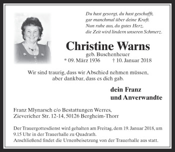 Anzeige von Christine Warns von  Werbepost 