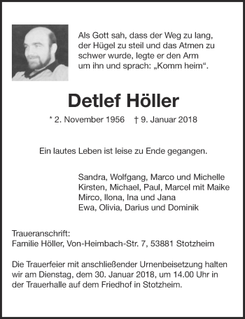 Anzeige von Detlef Höller von  Blickpunkt Euskirchen 