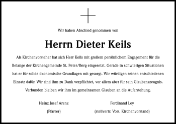Anzeige von Dieter Keils von Kölner Stadt-Anzeiger / Kölnische Rundschau / Express