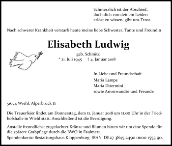 Anzeige von Elisabeth Ludwig von Kölner Stadt-Anzeiger / Kölnische Rundschau / Express