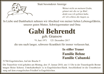 Anzeige von Gabi Behrendt von  Anzeigen Echo 