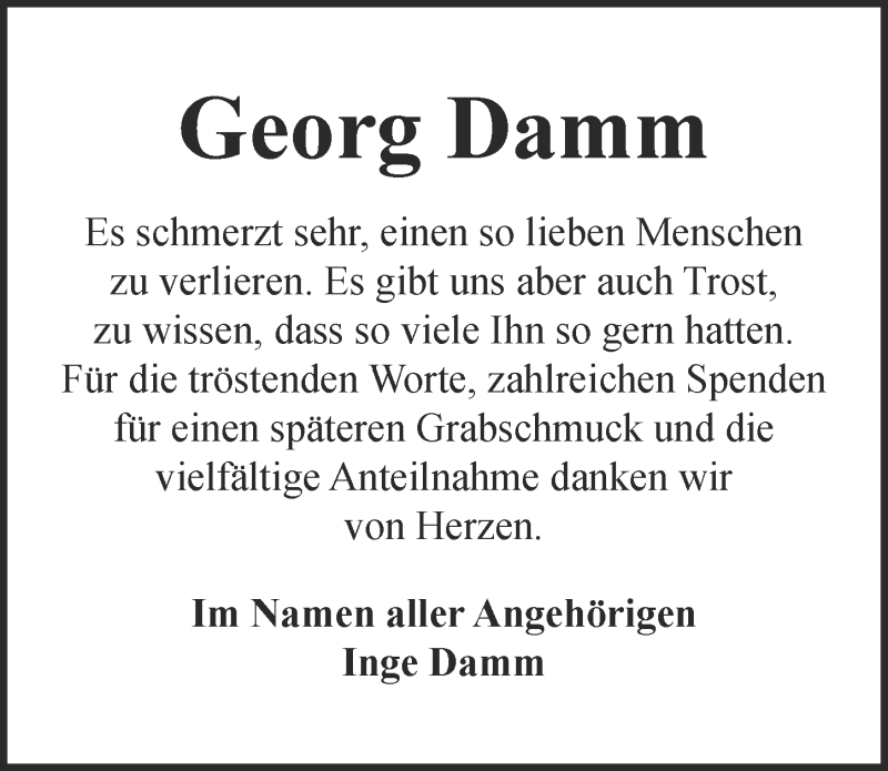  Traueranzeige für Georg Damm vom 17.01.2018 aus  Kölner Wochenspiegel 
