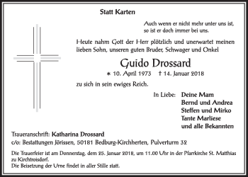 Anzeige von Guido Drossard von  Sonntags-Post 
