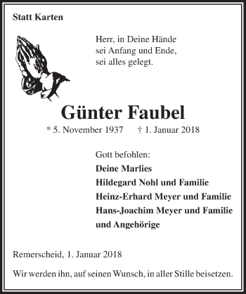 Anzeige von Günter Faubel von  Anzeigen Echo 