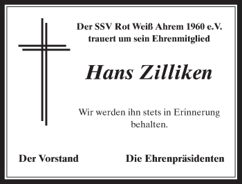Anzeige von Hans Zilliken von  Werbepost 