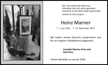 Anzeige von Heinz Marner von Kölner Stadt-Anzeiger / Kölnische Rundschau / Express