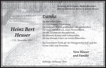 Anzeige von Heinz Bert Heuser von  Werbepost 