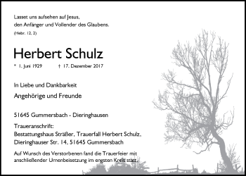 Anzeige von Herbert Schulz von  Anzeigen Echo 
