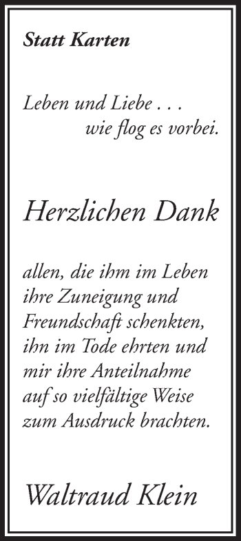 Anzeige von Herzlichen Dank  von  Leverkusener Wochenende 