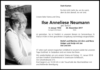 Anzeige von Ilse Anneliese Neumann von Kölner Stadt-Anzeiger / Kölnische Rundschau / Express