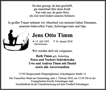 Anzeige von Jens Otto Timm von Kölner Stadt-Anzeiger / Kölnische Rundschau / Express