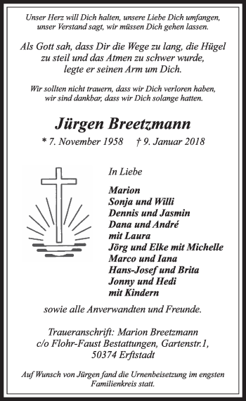 Anzeige von Jürgen Breetzmann von  Sonntags-Post 