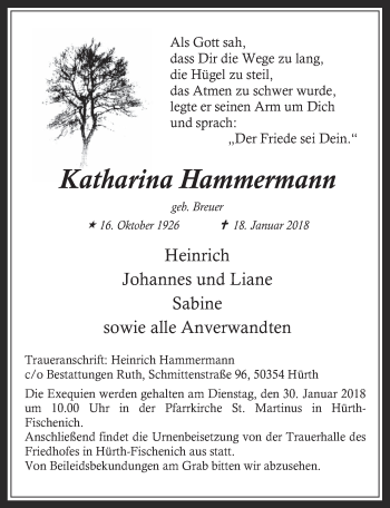 Anzeige von Katharina Hammermann von  Wochenende 