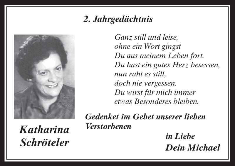  Traueranzeige für Katharina Schröteler vom 10.01.2018 aus  Werbepost 