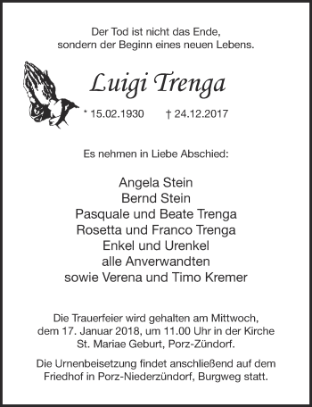 Anzeige von Luigi Trenga von  Kölner Wochenspiegel 