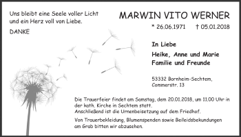 Anzeige von Marwin Vito Werner von  Schlossbote/Werbekurier 
