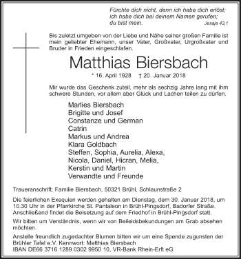 Anzeige von Matthias Biersbach von  Schlossbote/Werbekurier 