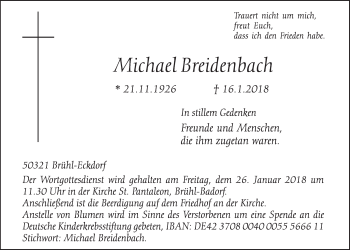 Anzeige von Michael Breidenbach von  Schlossbote/Werbekurier 
