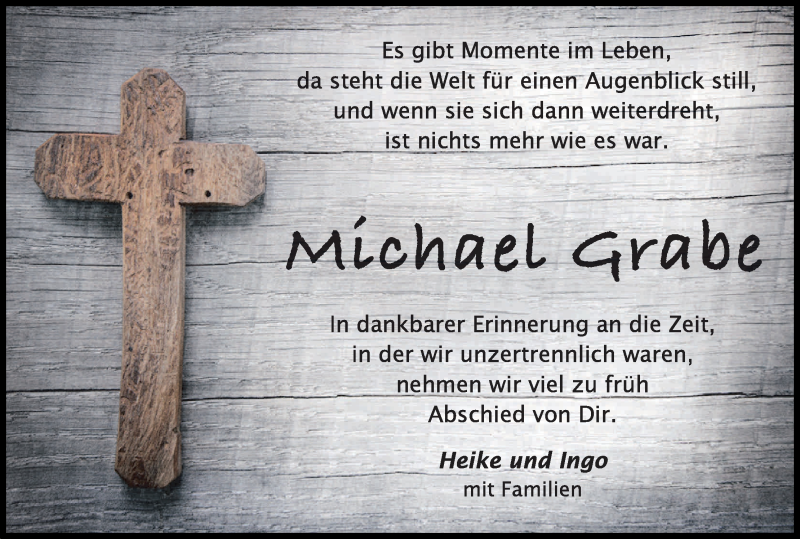  Traueranzeige für Michael Grabe vom 27.01.2018 aus Kölner Stadt-Anzeiger / Kölnische Rundschau / Express