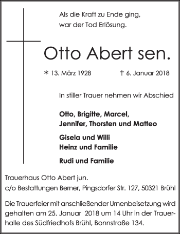 Anzeige von Otto Abert von  Schlossbote/Werbekurier 