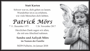 Anzeige von Patrick Mörs von  Wochenende 