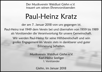 Anzeige von Paul-Heinz Kratz von  Blickpunkt Euskirchen 