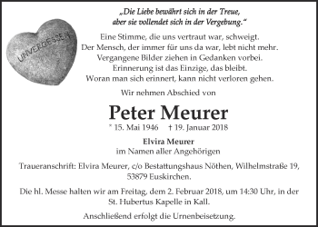 Anzeige von Peter Meurer von  Blickpunkt Euskirchen 