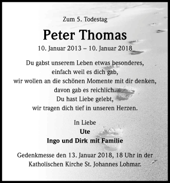 Anzeige von Peter Thomas von Kölner Stadt-Anzeiger / Kölnische Rundschau / Express