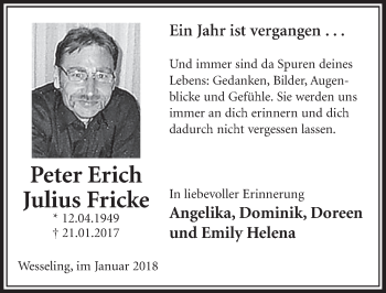 Anzeige von Peter Erich Julius Fricke von  Schlossbote/Werbekurier 
