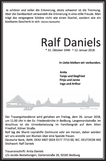 Anzeige von Ralf Daniels von  Sonntags-Post 