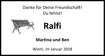 Anzeige von Ralf Mörchen von Kölner Stadt-Anzeiger / Kölnische Rundschau / Express