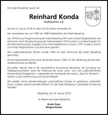 Anzeige von Reinhard Konda von Kölner Stadt-Anzeiger / Kölnische Rundschau / Express
