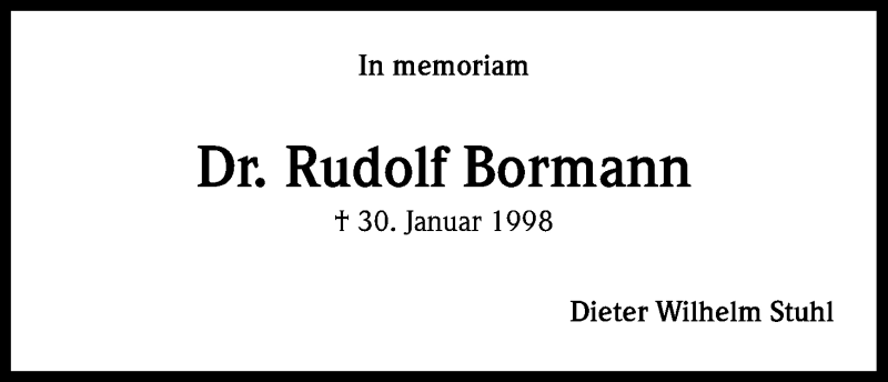  Traueranzeige für Rudolf Bormann vom 30.01.2018 aus Kölner Stadt-Anzeiger / Kölnische Rundschau / Express