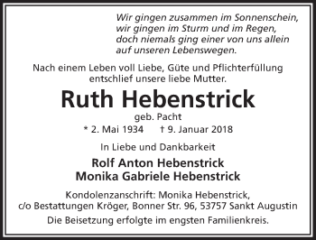 Anzeige von Ruth Hebenstrick von  Extra Blatt 