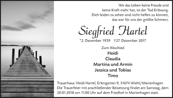 Anzeige von Siegfried Hartel von  Anzeigen Echo 