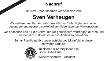Anzeige von Sven Verheugen von  Schlossbote/Werbekurier 