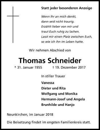 Anzeige von Thomas Schneider von Kölner Stadt-Anzeiger / Kölnische Rundschau / Express