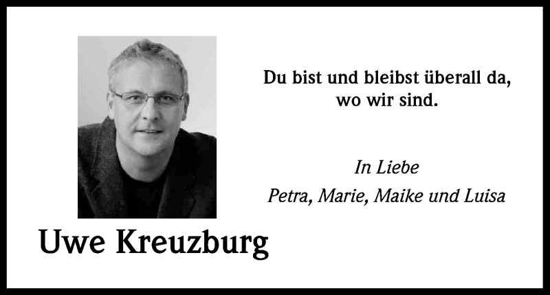  Traueranzeige für Uwe Kreuzburg vom 13.01.2018 aus Kölner Stadt-Anzeiger / Kölnische Rundschau / Express