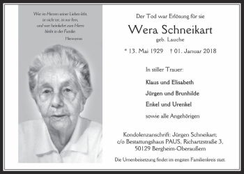 Anzeige von Wera Schneikart von  Werbepost 