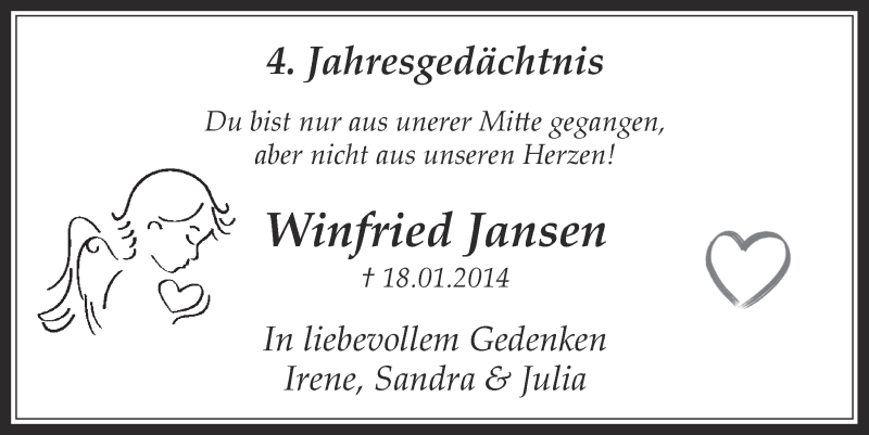  Traueranzeige für Winfried Jansen vom 18.07.2023 aus  Werbepost 