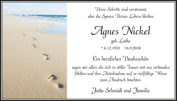 Anzeige von Agnes Nickel von  Lokalanzeiger 