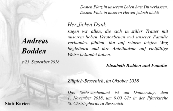 Anzeige von Andreas Bodden von  Blickpunkt Euskirchen 
