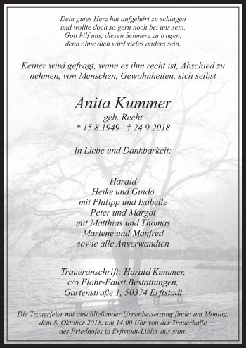 Anzeige von Anita Kummer von  Werbepost 