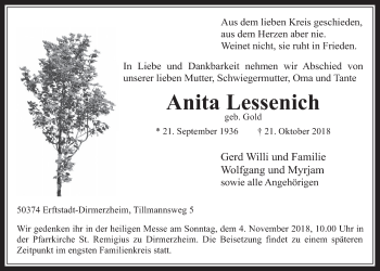 Anzeige von Anita Lessenich von  Werbepost 