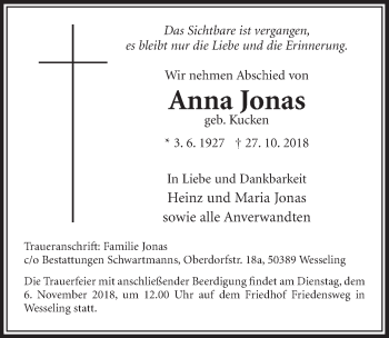 Anzeige von Anna Jonas von  Schlossbote/Werbekurier 