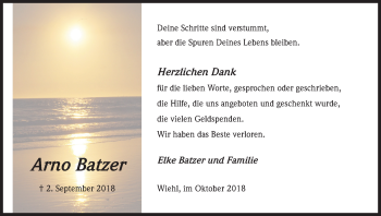 Anzeige von Arno Batzer von Kölner Stadt-Anzeiger / Kölnische Rundschau / Express